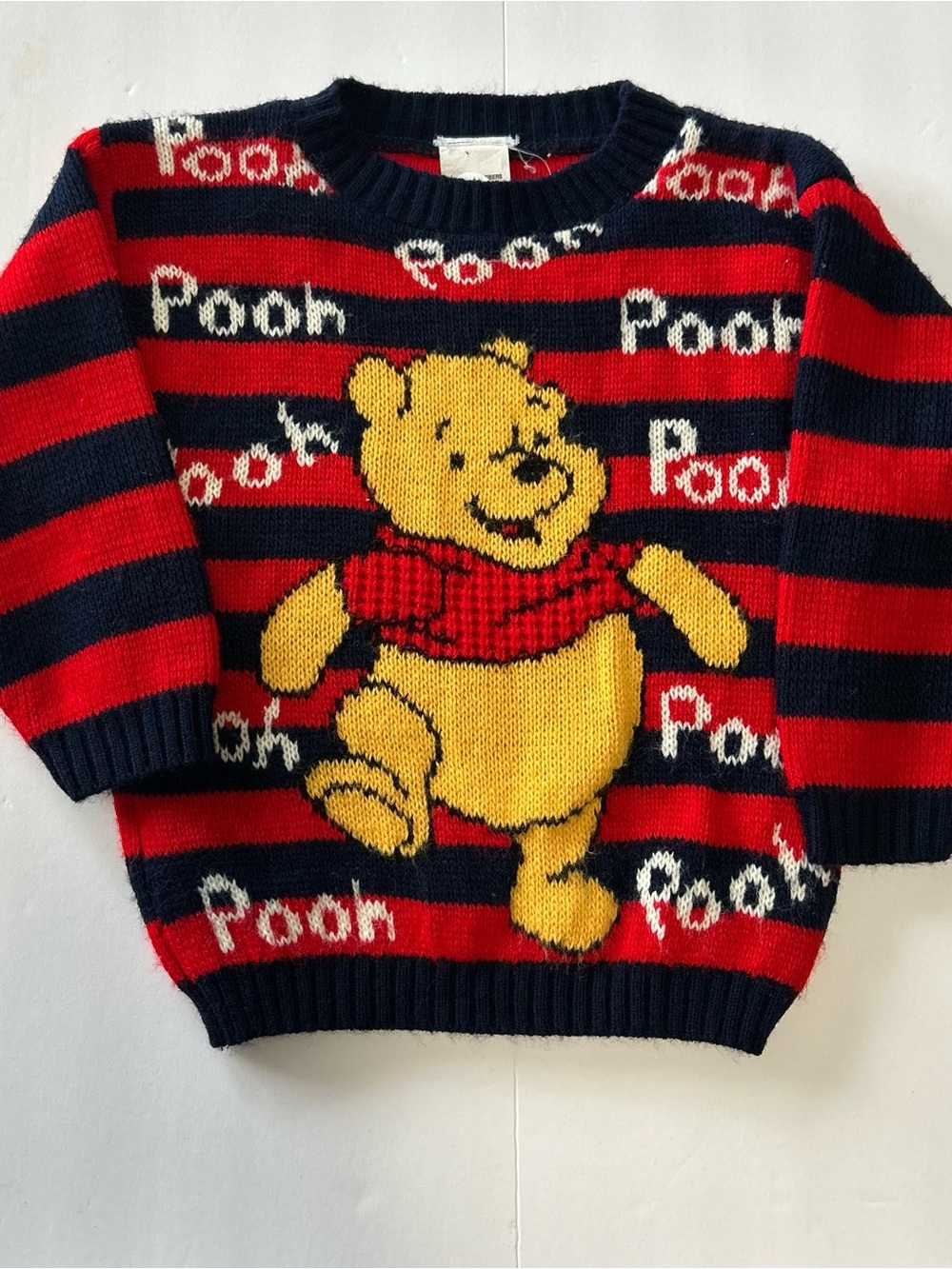 Winnie the Pooh Red & Navy Striped Knit Sweater